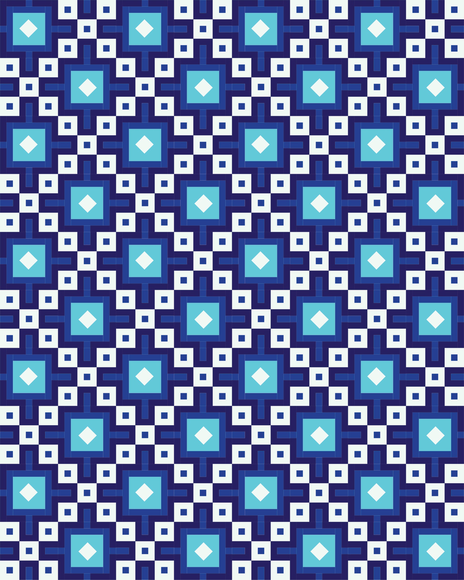 Lisboa quilt digital mockup in blue and white.