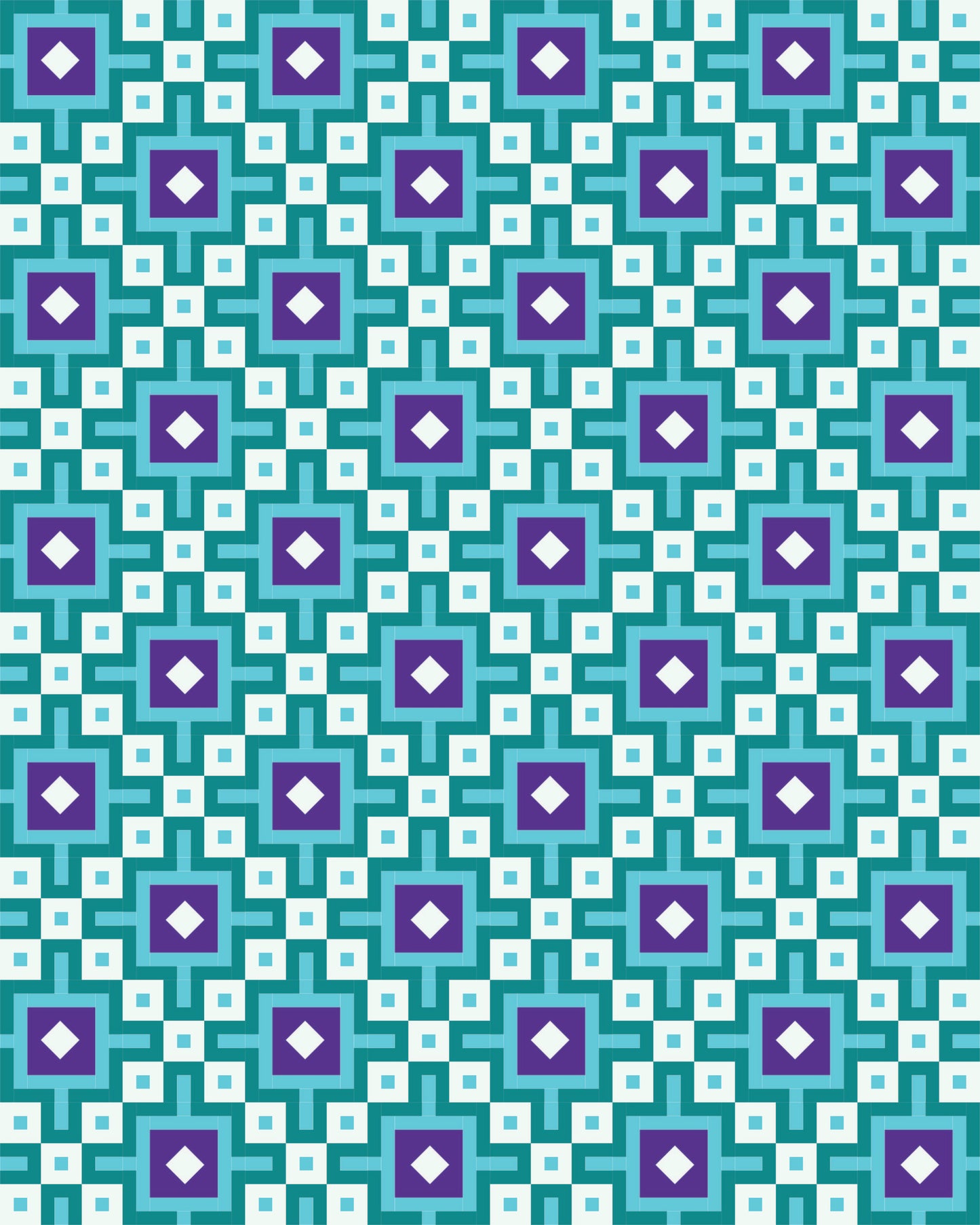 Lisboa quilt digital mockup in teal and white.