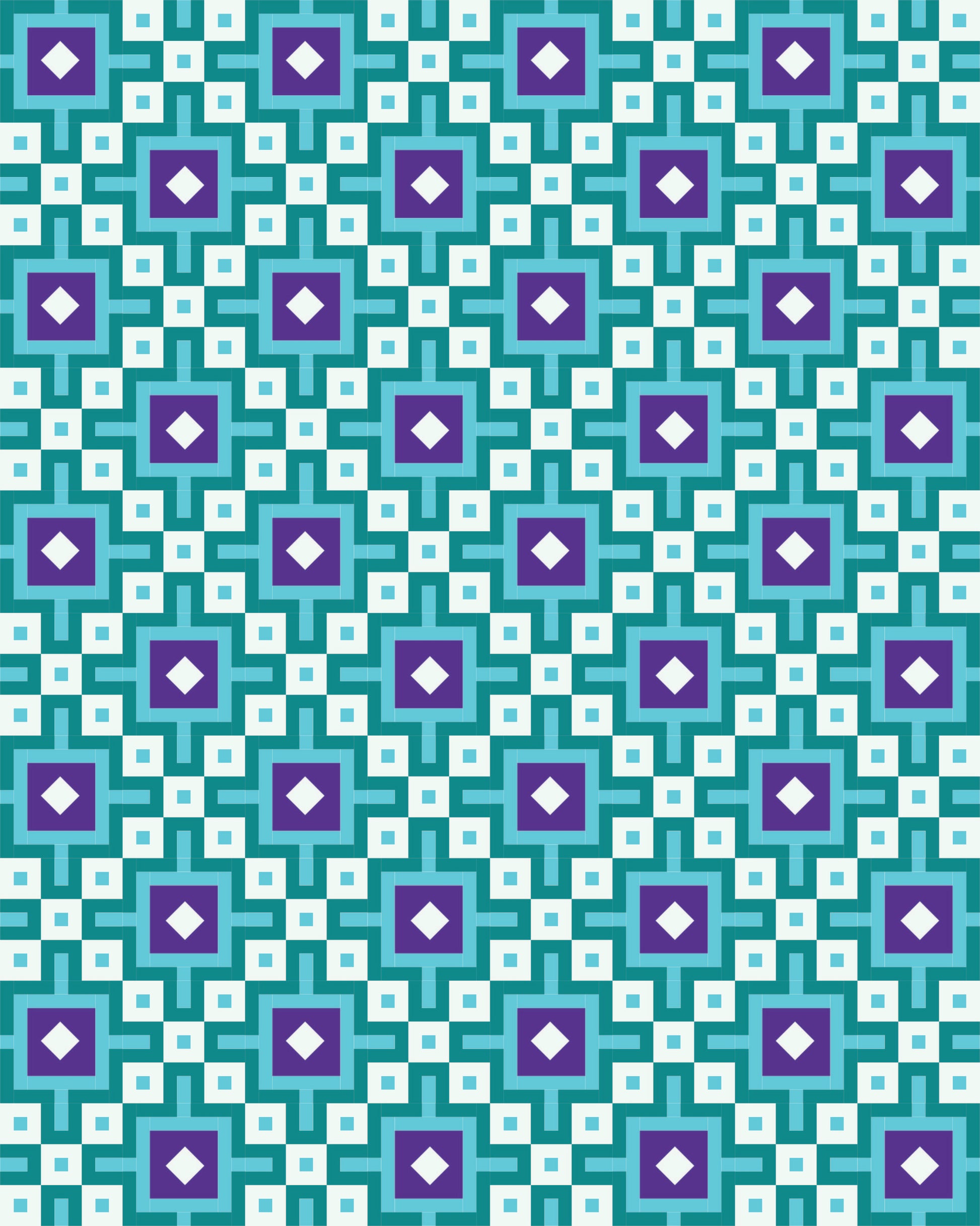 Lisboa quilt digital mockup in teal and white.