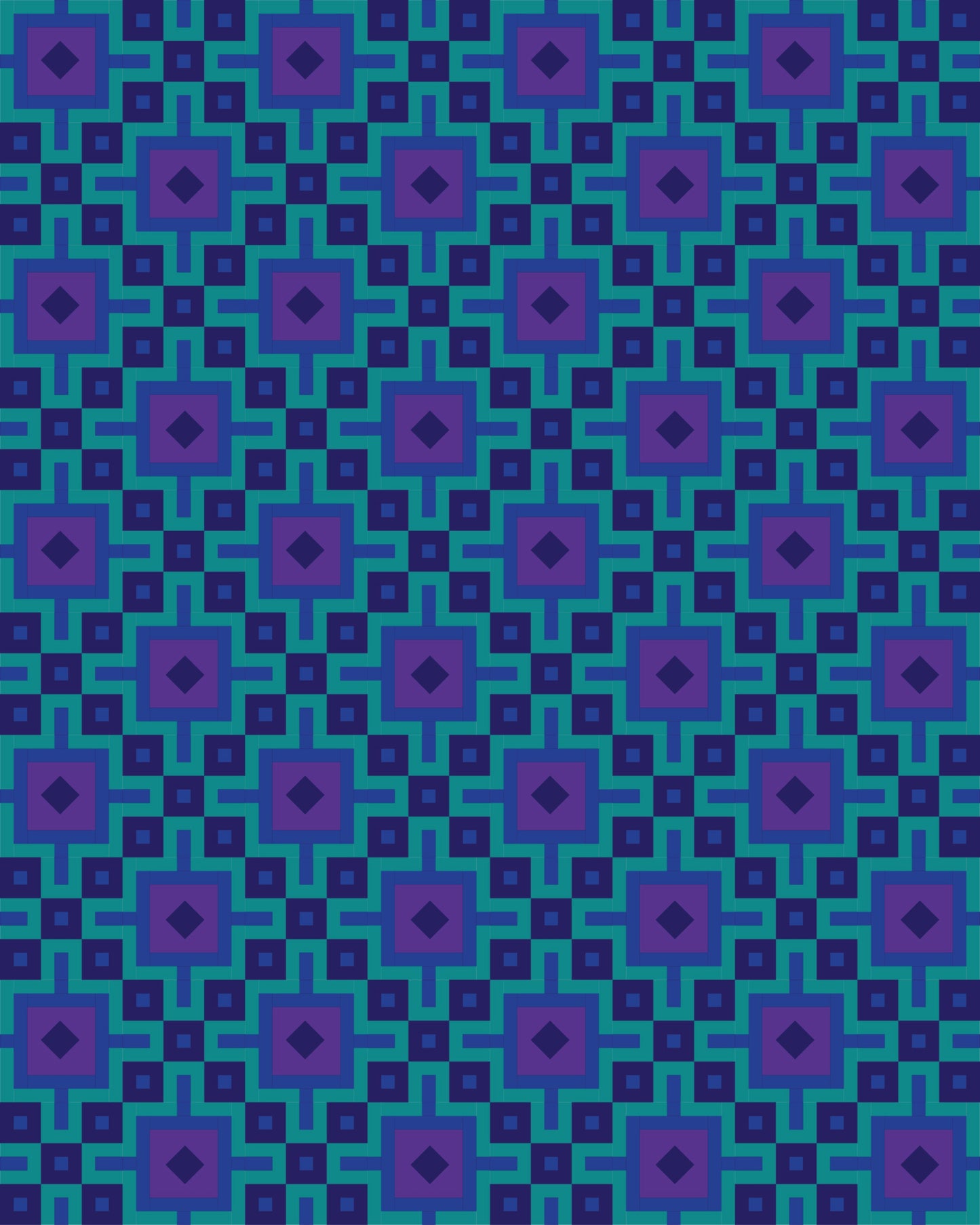 Lisboa quilt digital mockup in teal and purple