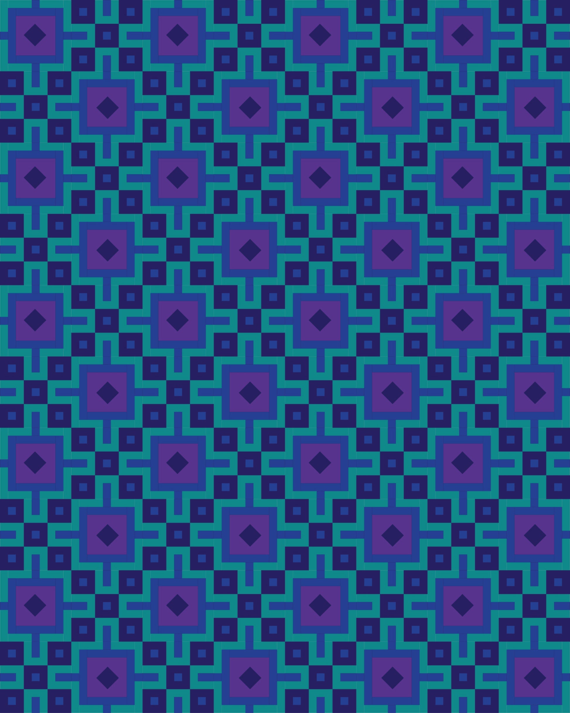 Lisboa quilt digital mockup in teal and purple