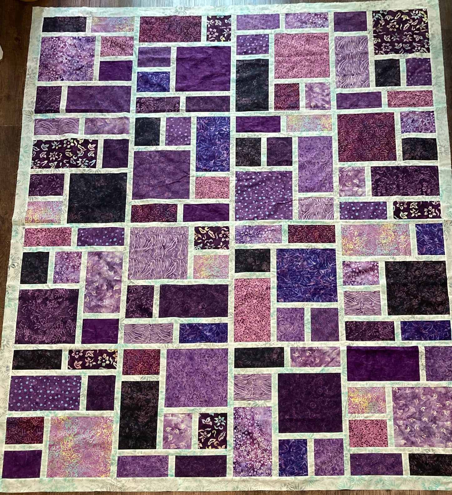 Slea Head Quilt, Twin size in purple and white.