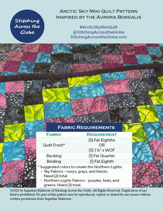 Arctic Sky Mini Quilt Pattern - PDF
